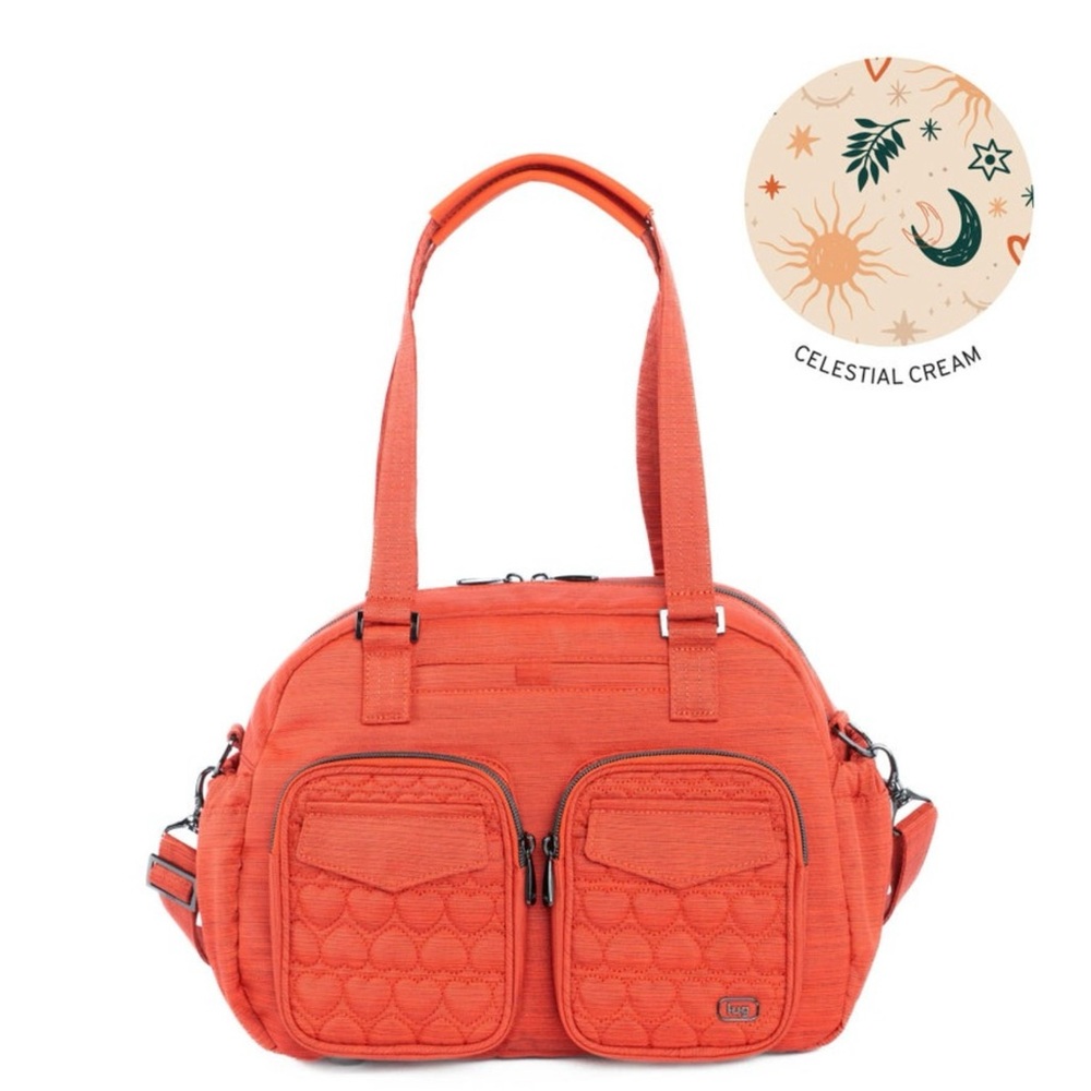 Lug NWT JUMPER 2 Brushed Papaya Quilted Women's Tote Crossbody Satchel Hearts